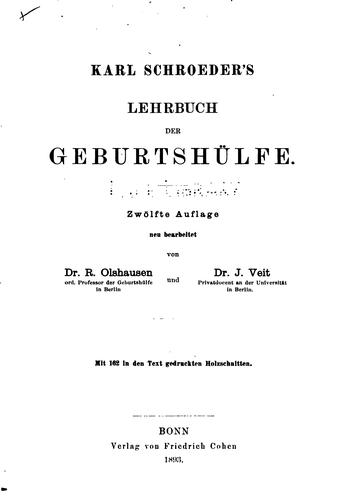 Cover for Karl Schroeder's Lehrbuch der Geburtshülfe