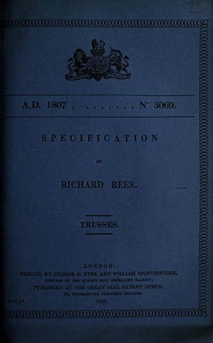 Cover for Specification of Richard Rees
