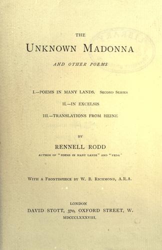 Cover for The unknown Madonna and other poems