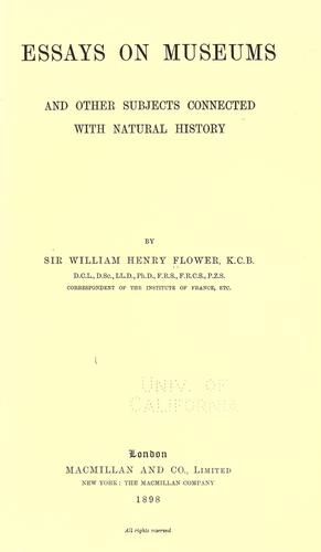 Cover for Essays on museums and other subjects connected with natural history, by Sir William Henry Flower