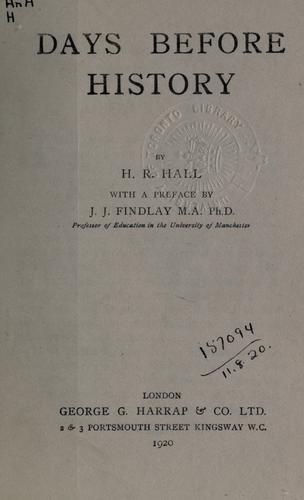 Cover for Days before history