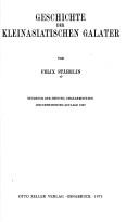 Cover for Geschichte der kleinasiatischen Galater