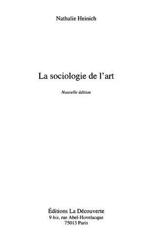 Cover for La sociologie de l'art