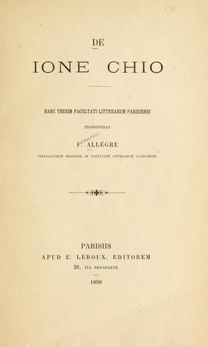 Cover for De Ione Chio