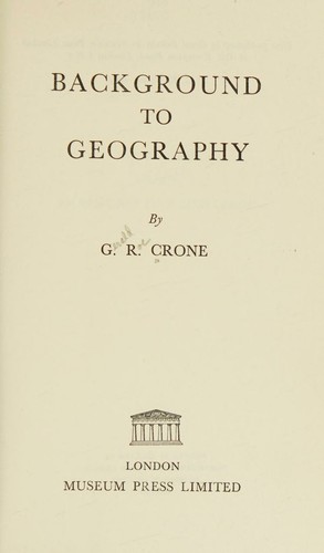 Cover for Background to geography