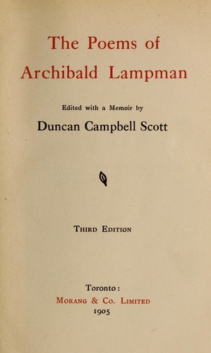 Cover for The poems of Archibald Lampman