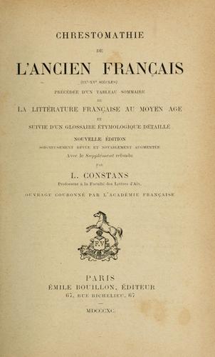 Cover for Chrestomathie de l'ancien français (IXe-XVe siècle)