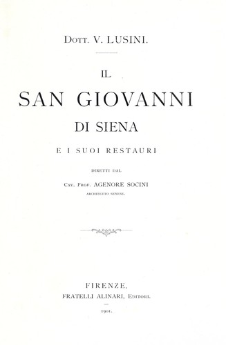 Cover for Il San Giovanni di Siena e i suoi restauri