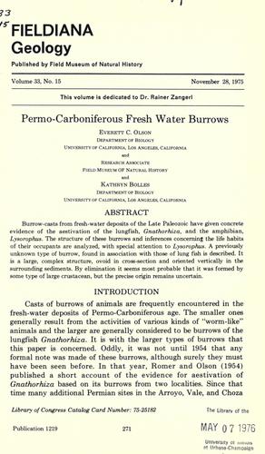 Cover for Permo-Carboniferous fresh water burrows