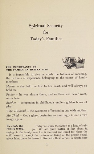 Cover for Spiritual security for today's families