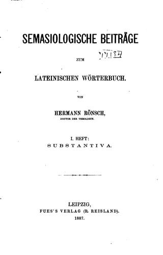 Cover for Semasiologische Beiträge zum lateinischen Wörterbuch.