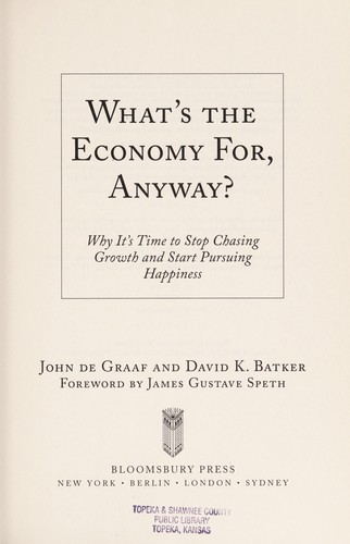 Cover for What's the economy for, anyway?
