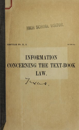 Cover for Information concerning the text-book law