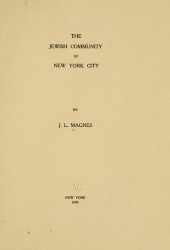 Cover for The Jewish community of New York city