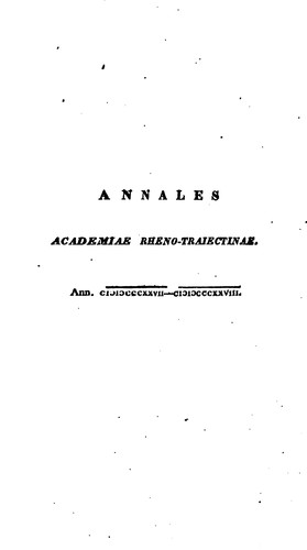 Cover for Annales Academiae rheno-traiectinae
