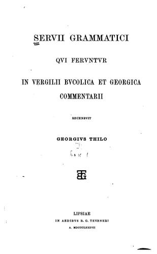 Cover for Servii Grammatici qui feruntur in Vergilii carmina commentarii