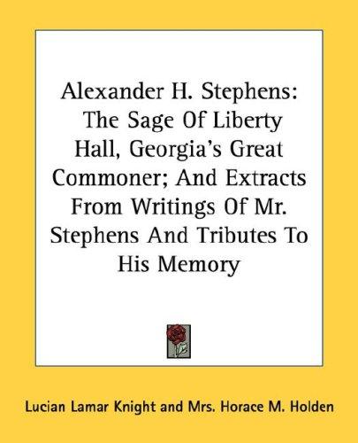 Cover for Alexander H. Stephens