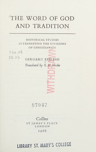 Cover for The Word of God and Tradition