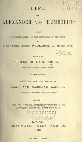 Cover for Life of Alexander von Humboldt