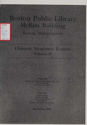 Cover for Boston Public Library, McKim building, Boston, Massachusetts