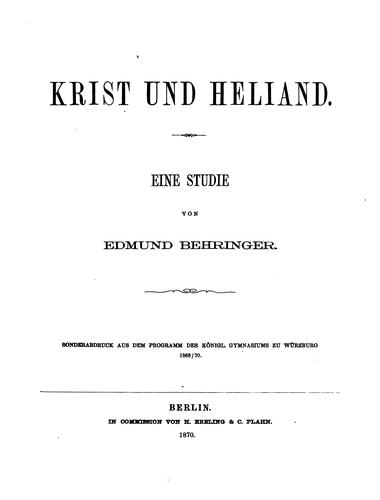 Cover for Krist und Heliand: Eine Studie