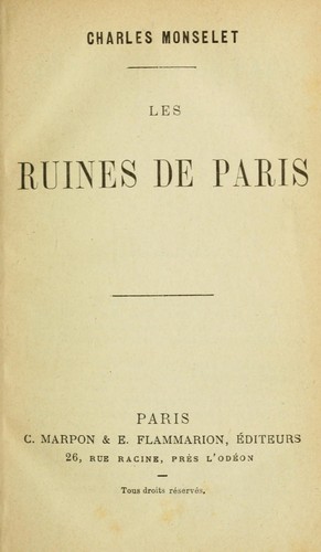 Cover for Les ruines de Paris