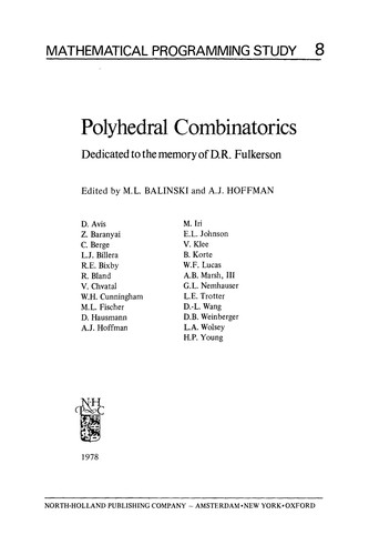Cover for Polyhedral combinatorics