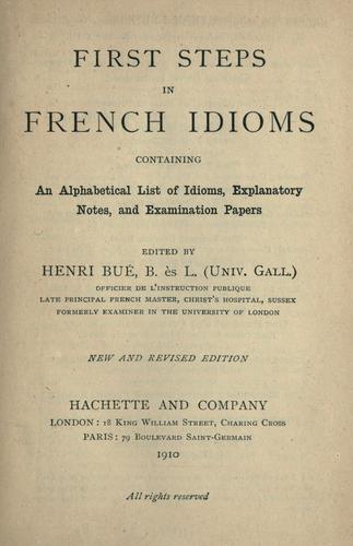 Cover for First steps in French idioms