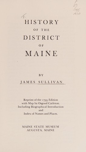 Cover for History of the District of Maine