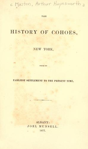 Cover for The history of Cohoes, New York