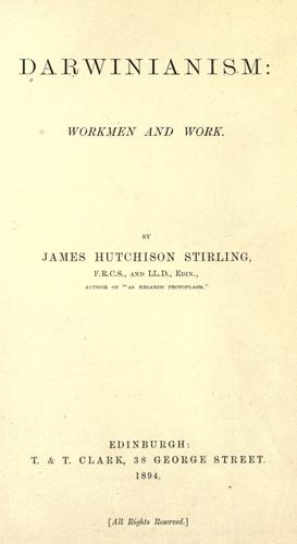 Cover for Darwinianism: workmen and work.