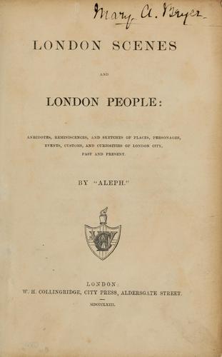 Cover for London scenes and London people