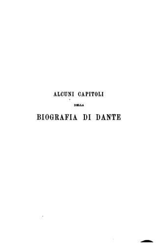 Cover for Alcuni capitoli della biografia di Dante ...