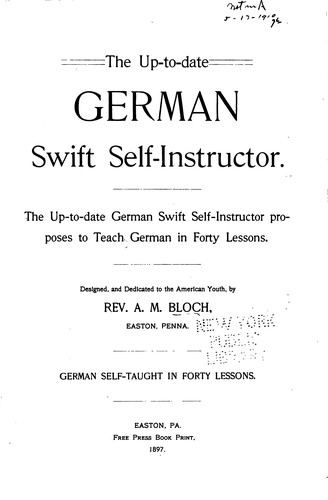 Cover for The up-to-date German swift self-instructor ...
