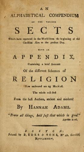 Cover for An alphabetical compendium of the various sects