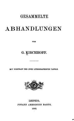 Cover for Gesammelte abhandlungen