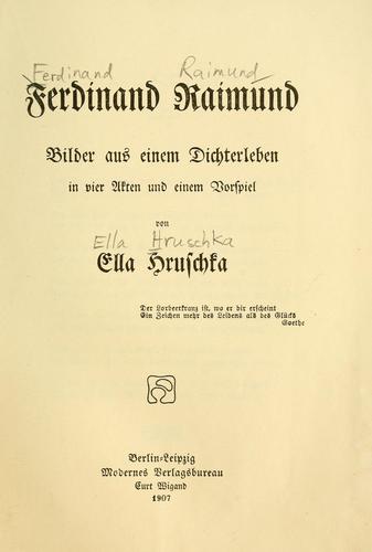 Cover for Ferdinand Raimund
