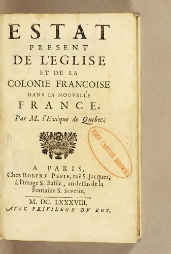 Cover for Estat present de l'eglise et de la colonie fra̜ncoise dans la Nouvelle France