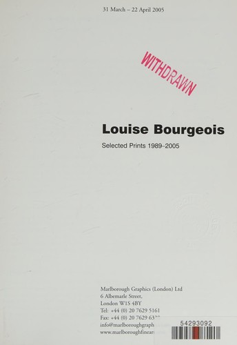 Cover for Louise Bourgeois