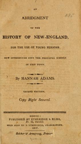 Cover for abridgment of the history of New-England, for the use of young persons ...