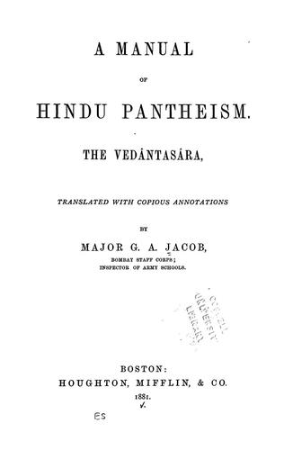 Cover for A manual of Hindu pantheism