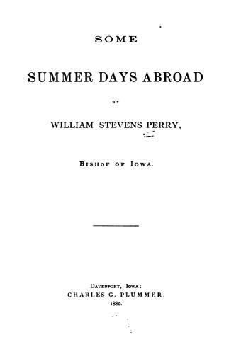 Cover for Some summer days abroad
