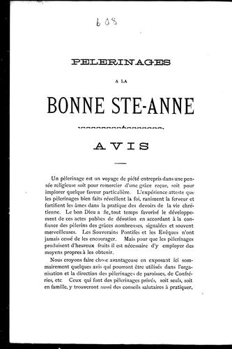 Cover for Pèlerinages à la bonne Ste-Anne