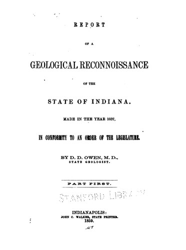 Cover for Report of a Geological Reconnoissance of the State of Indiana, Made in the Year 1837, in ...