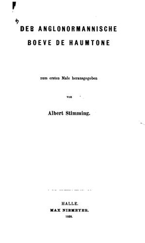 Cover for Der anglonormannische Boeve de Haumtone