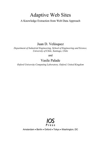Cover for Adaptive web sites