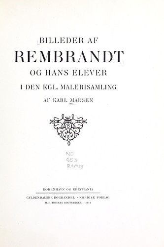 Cover for Billeder af Rembrandt og hans elever i den Kgl. Malerisamling