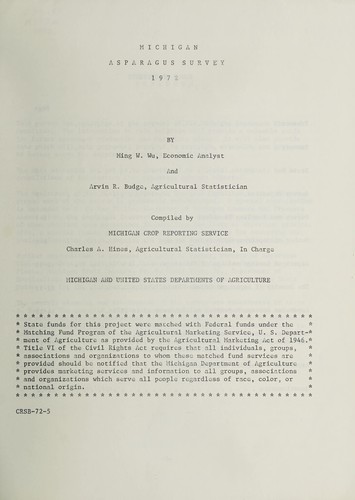 Cover for Michigan asparagus survey, 1972