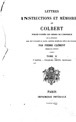 Cover for Lettres, instructions et mémoires de Colbert