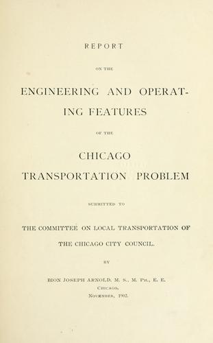 Cover for Report on the engineering and operating features of the Chicago transportation problem